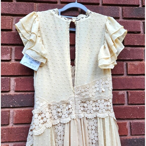 Free People Bali Keely Embroidered Dots Lace Chiffon BoHo Maxi Dress Sz XS - NWT - Picture 5 of 11